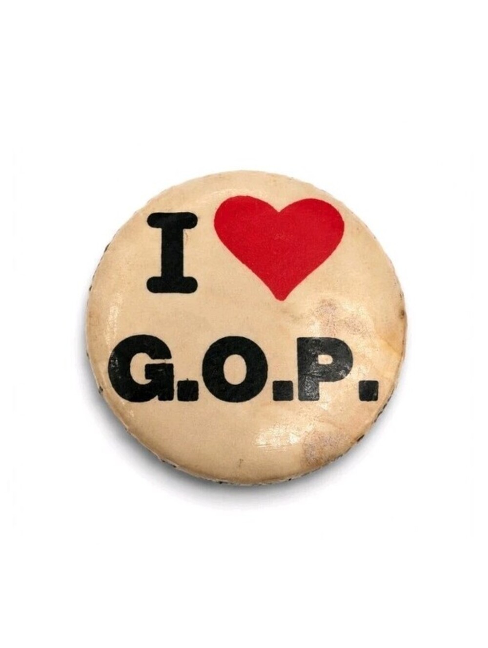 Vintage I Love GOP Pinback Button Republican Party Political Campaign Pin Red